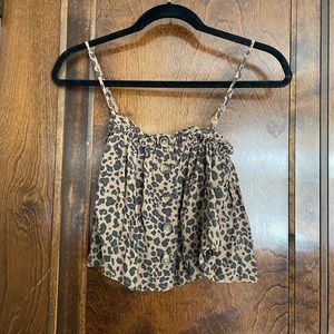 American Eagle Leopard Print Flowy Crop Top